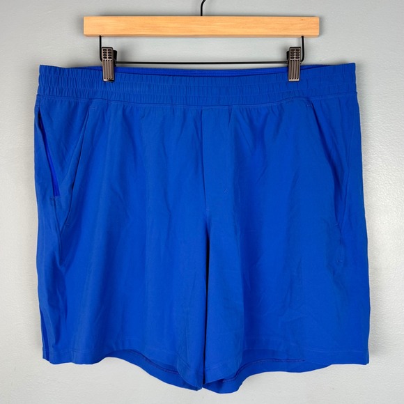 Lululemon Pace Breaker Linerless Shorts Men's XXL Blue Athletic Drawstring Logo - Picture 2 of 9
